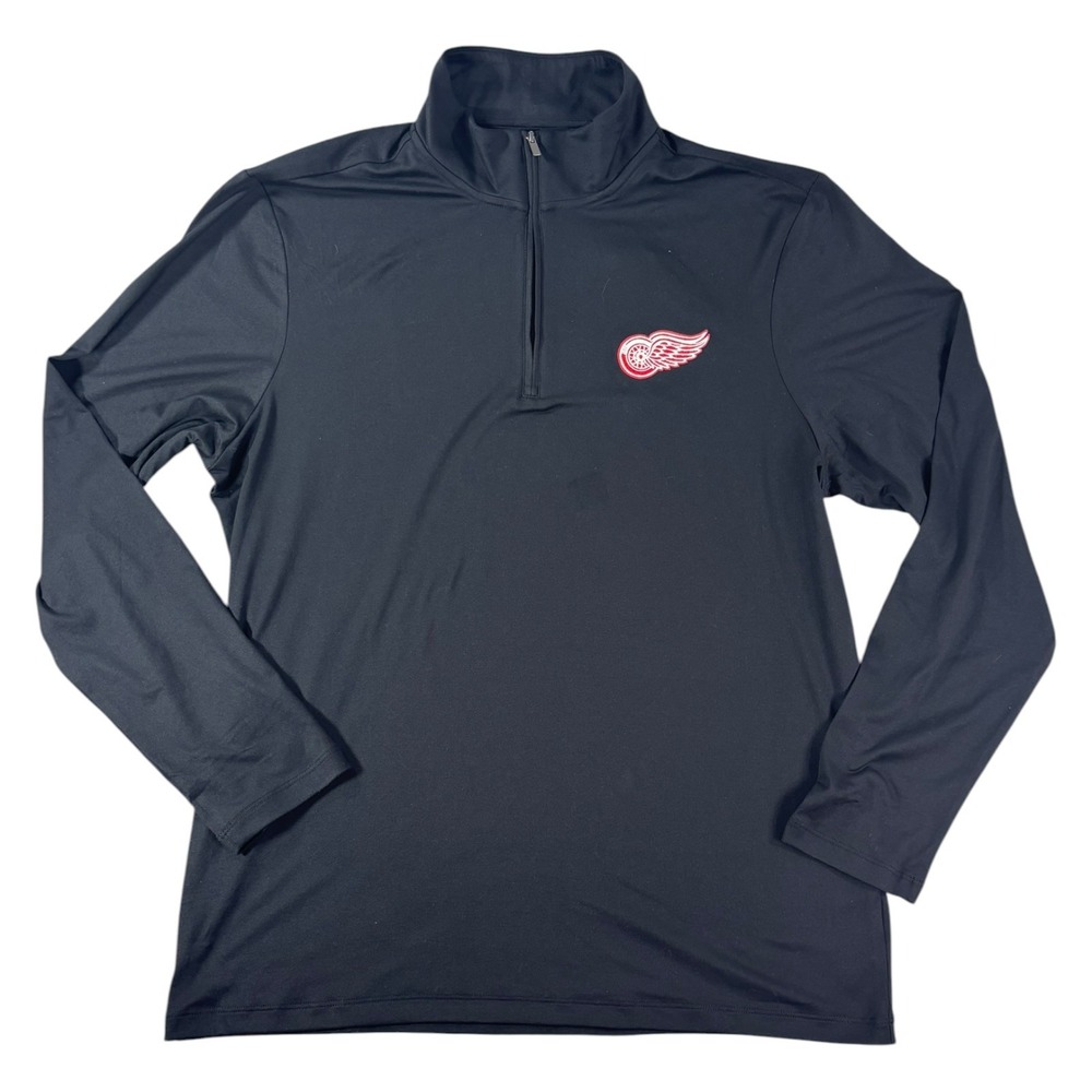 Antigua Detroit Red Wing Quarter Zip Pullover Womens M Black NHL Performance Top